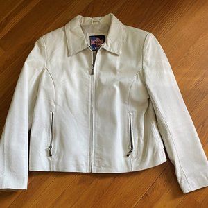 WHITE Women's Leather Jacket XL